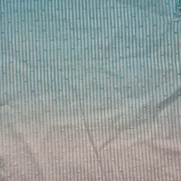 Chico’s Ombre Tunic Top White Aqua Sz 2 EUC Ruffle Resort Wear Coastal Cruise - Picture 10 of 16